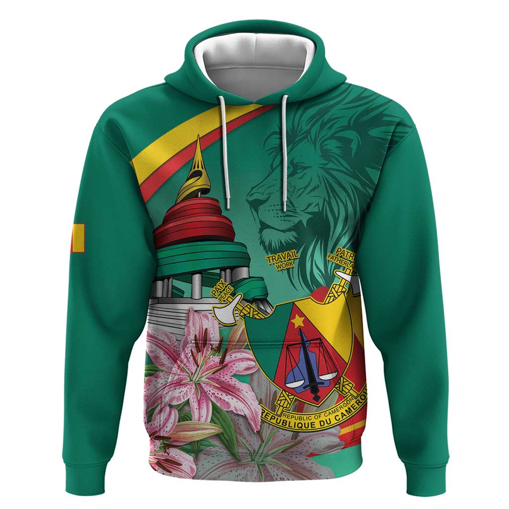 Cameroon National Day Hoodie Cameroun Reunification Monument Lily Flowers LT14
