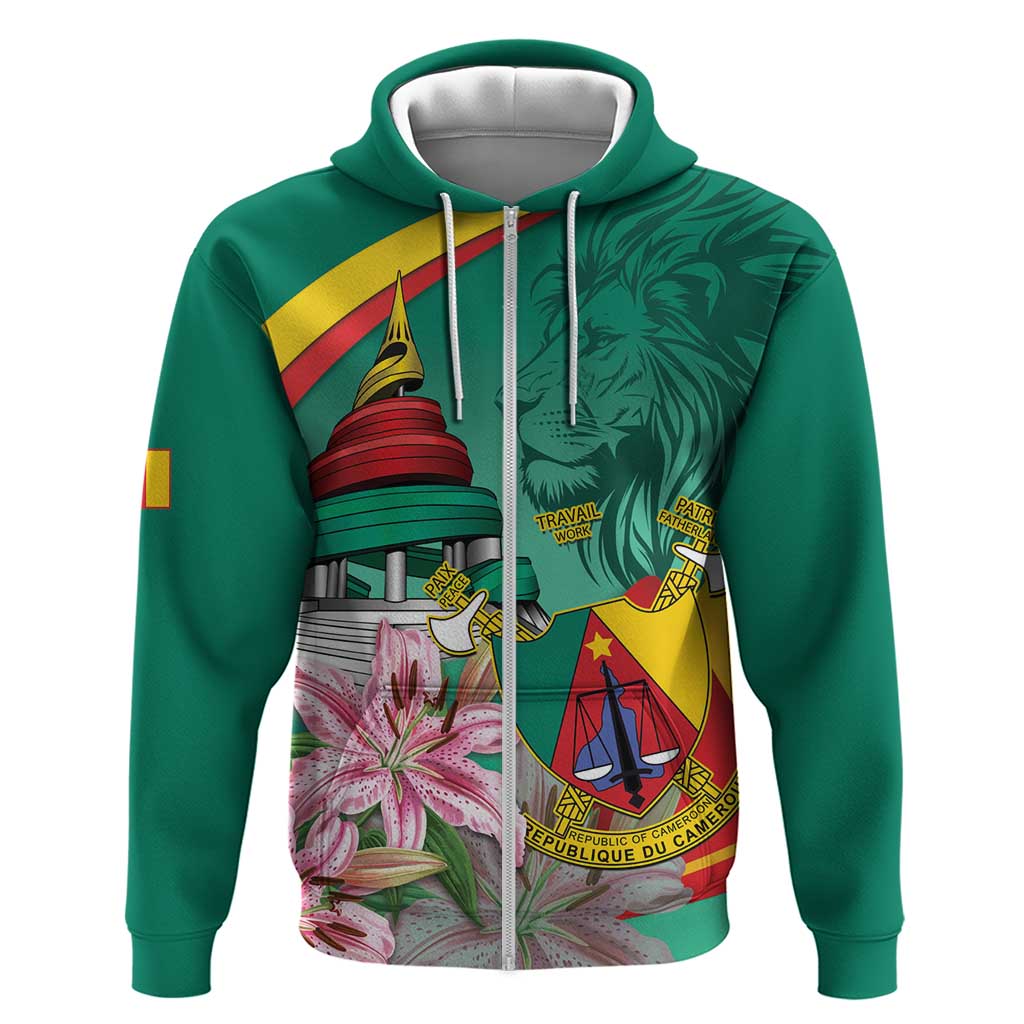 Cameroon National Day Hoodie Cameroun Reunification Monument Lily Flowers LT14