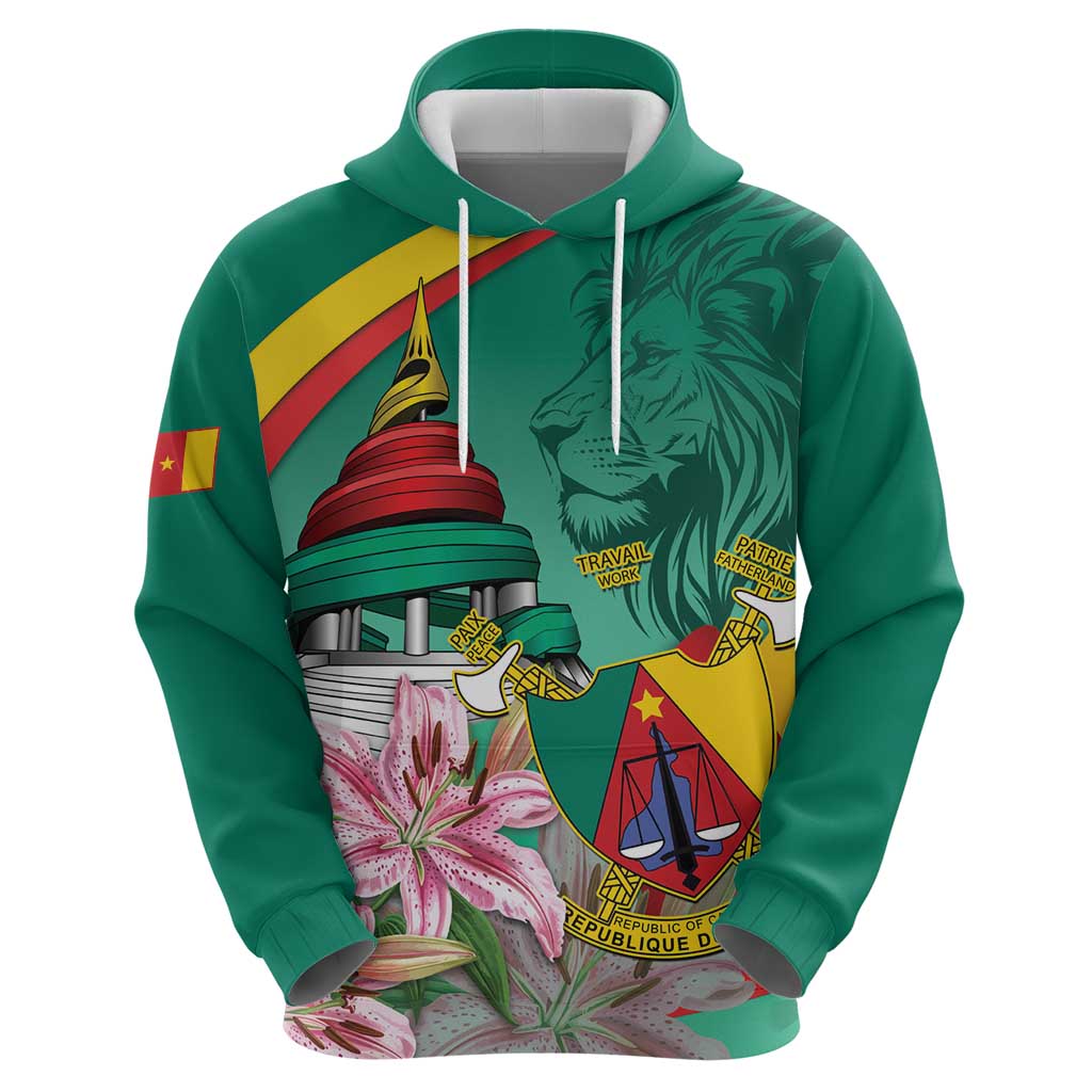 Cameroon National Day Hoodie Cameroun Reunification Monument Lily Flowers LT14