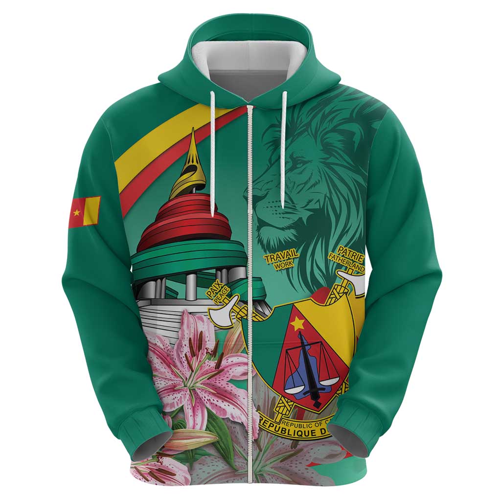 Cameroon National Day Hoodie Cameroun Reunification Monument Lily Flowers LT14