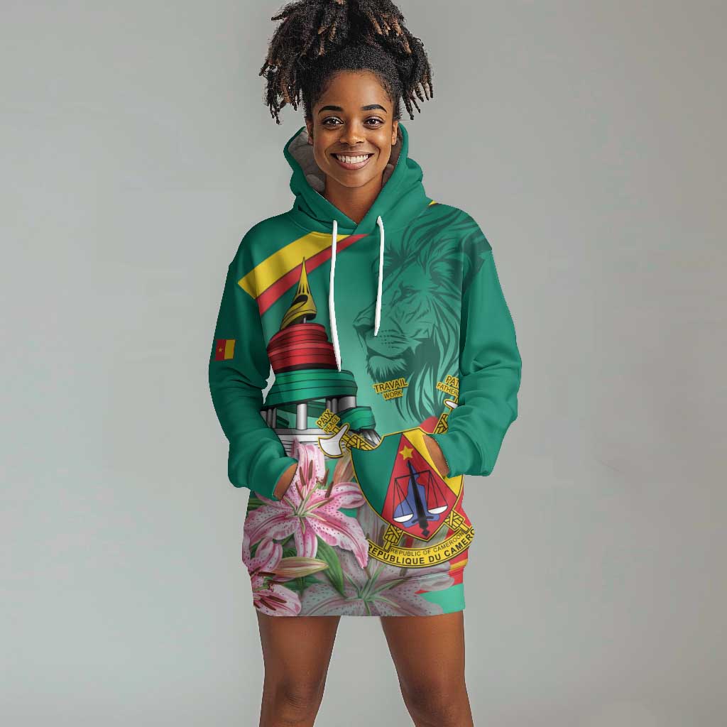 Monument de la Reunification Cameroun Hoodie Dress Coat Of Arms With Lily Flowers LT14