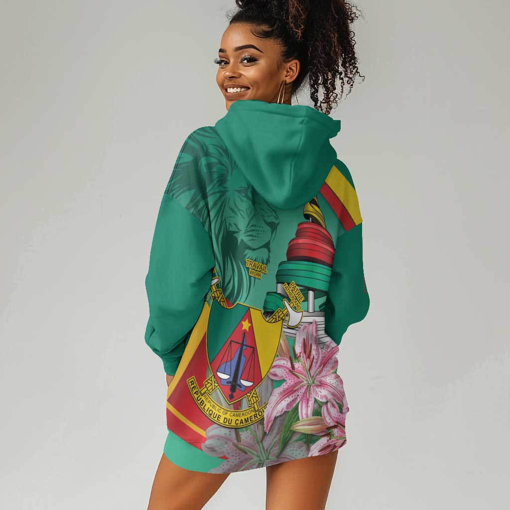 Monument de la Reunification Cameroun Hoodie Dress Coat Of Arms With Lily Flowers LT14