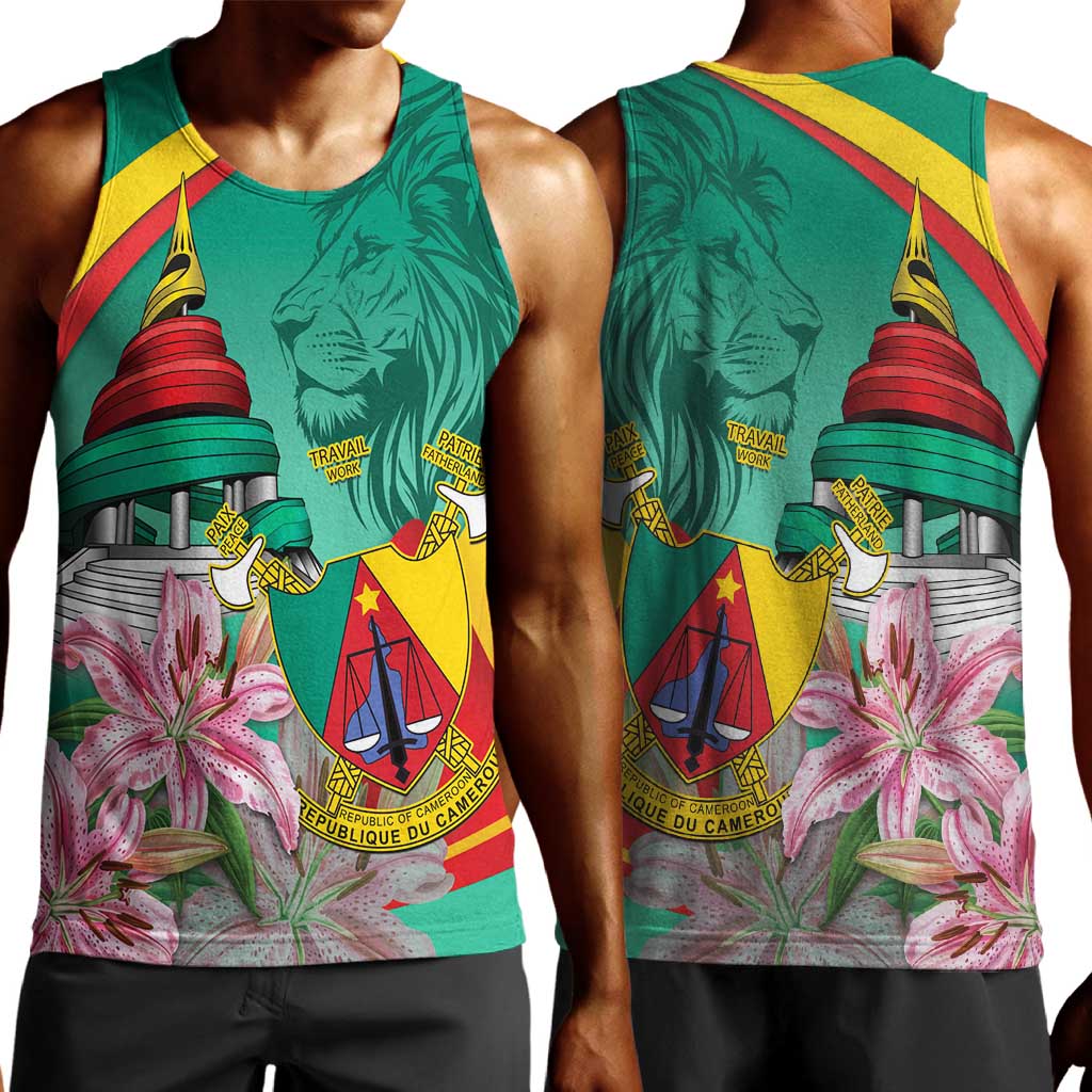 Monument de la Reunification Cameroun Men Tank Top Coat Of Arms With Lily Flowers LT14
