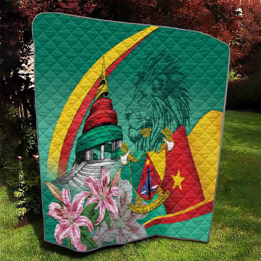 Monument de la Reunification Cameroun Quilt Coat Of Arms With Lily Flowers LT14