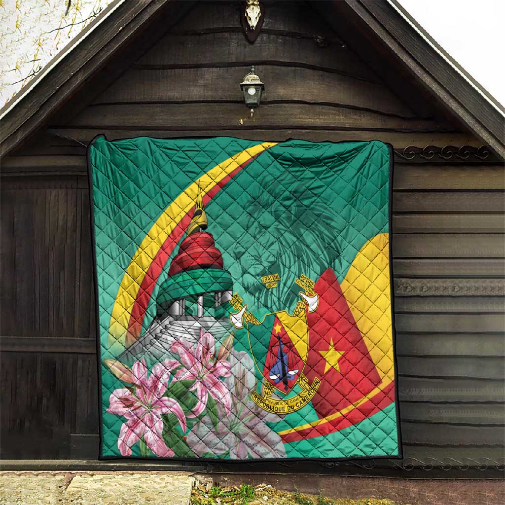 Monument de la Reunification Cameroun Quilt Coat Of Arms With Lily Flowers LT14