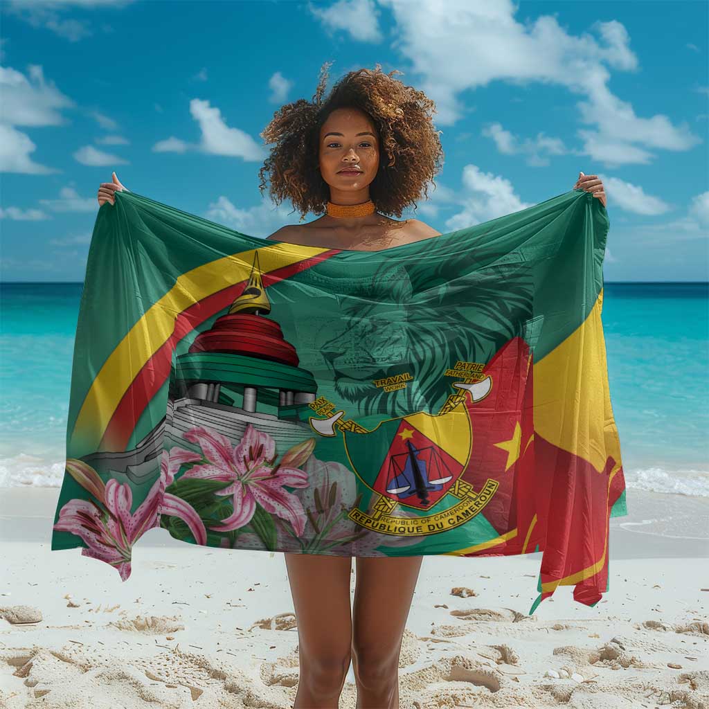 Monument de la Reunification Cameroun Sarong Coat Of Arms With Lily Flowers LT14