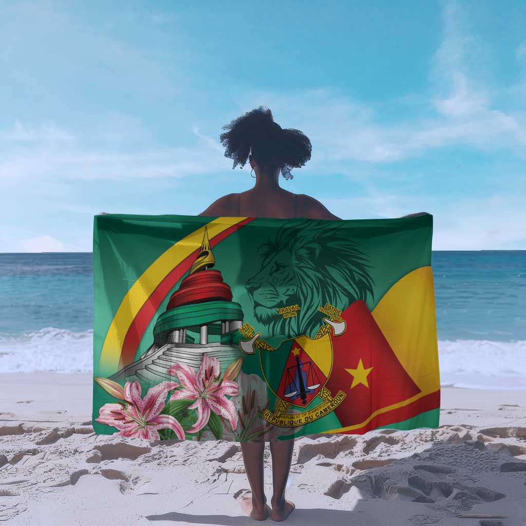 Monument de la Reunification Cameroun Sarong Coat Of Arms With Lily Flowers LT14