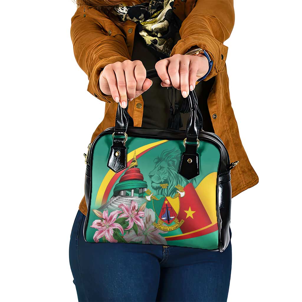 Cameroon National Day Shoulder Handbag Cameroun Reunification Monument Lily Flowers LT14