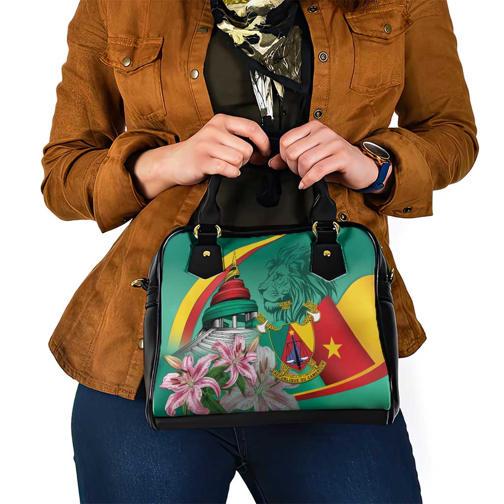Cameroon National Day Shoulder Handbag Cameroun Reunification Monument Lily Flowers LT14