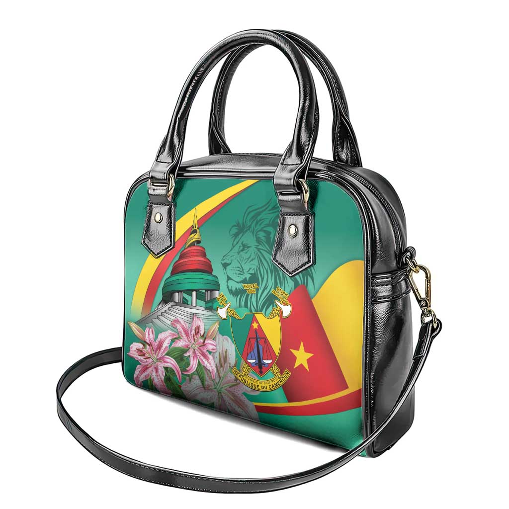 Cameroon National Day Shoulder Handbag Cameroun Reunification Monument Lily Flowers LT14