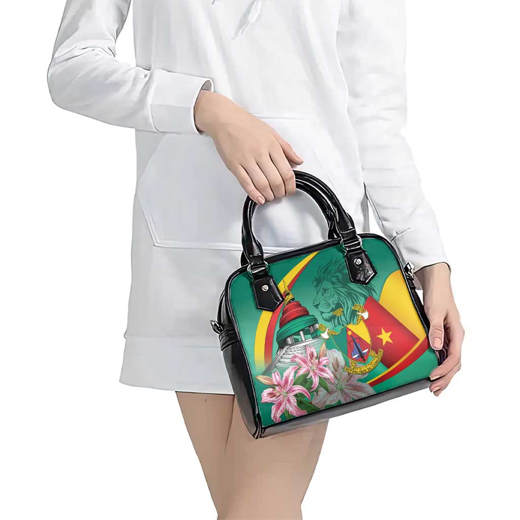 Cameroon National Day Shoulder Handbag Cameroun Reunification Monument Lily Flowers LT14