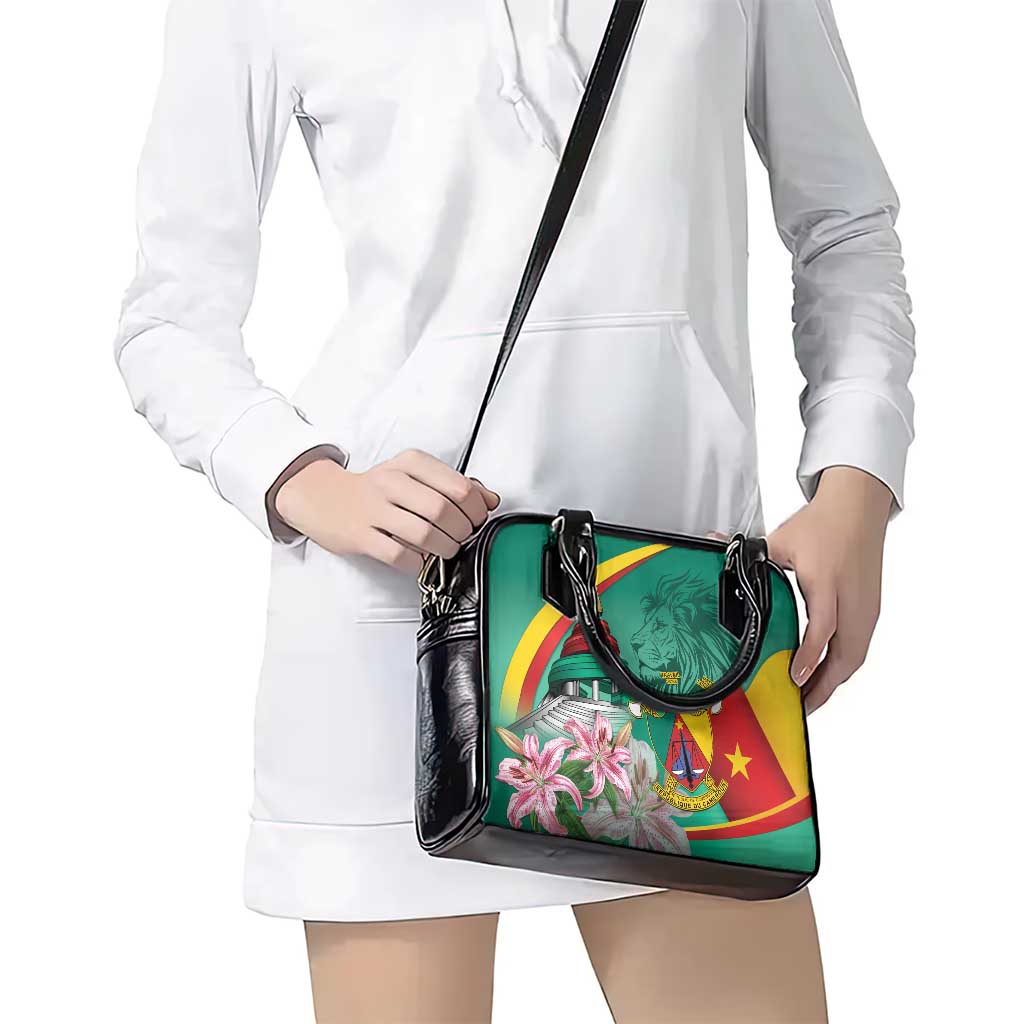 Cameroon National Day Shoulder Handbag Cameroun Reunification Monument Lily Flowers LT14