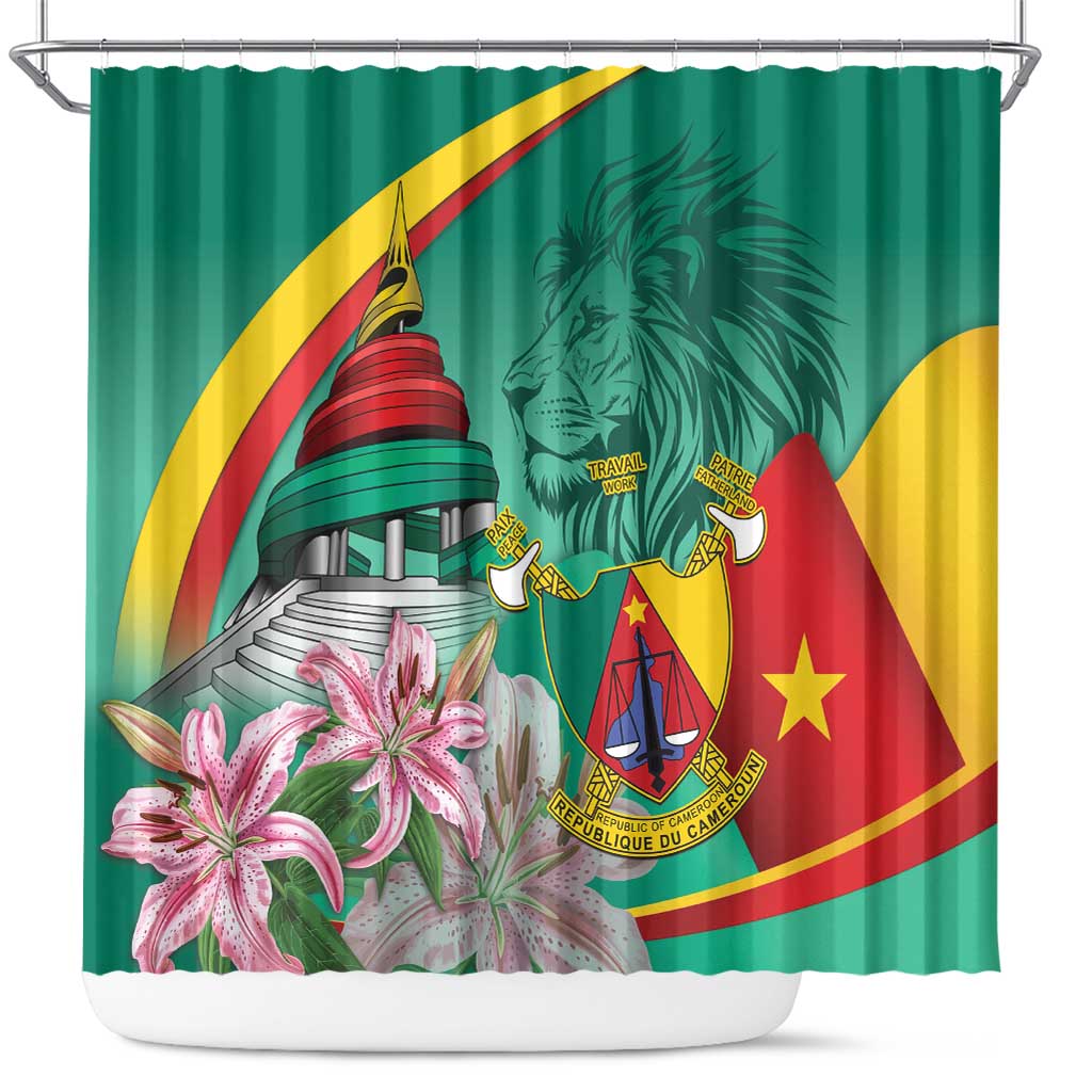 Cameroon National Day Shower Curtain Cameroun Reunification Monument Lily Flowers LT14