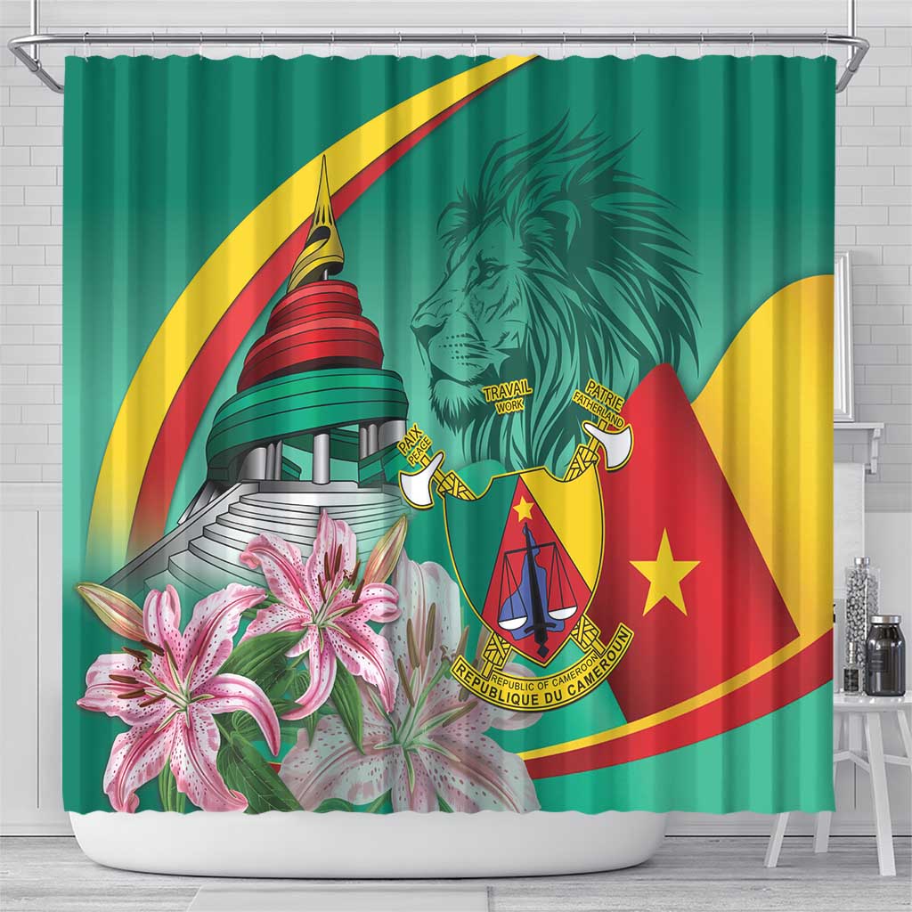 Cameroon National Day Shower Curtain Cameroun Reunification Monument Lily Flowers LT14