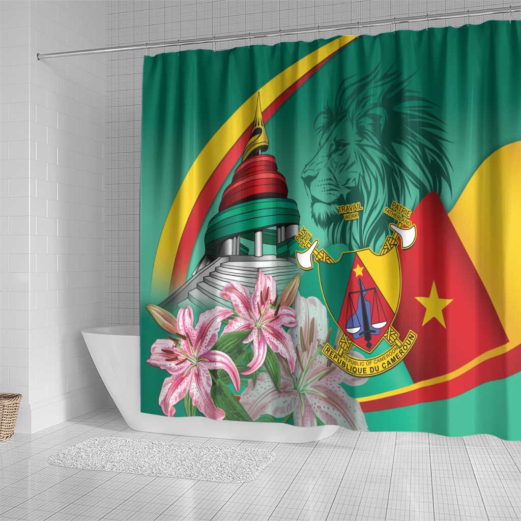 Cameroon National Day Shower Curtain Cameroun Reunification Monument Lily Flowers LT14