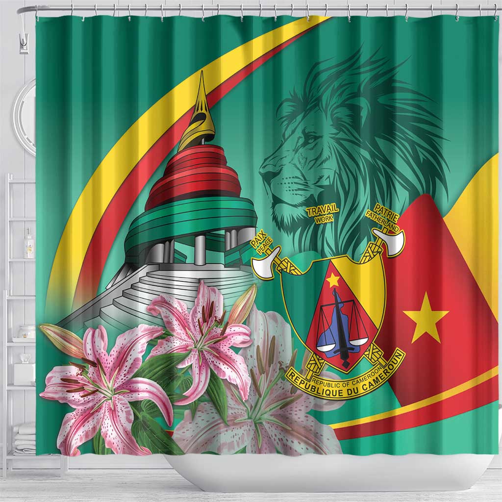 Cameroon National Day Shower Curtain Cameroun Reunification Monument Lily Flowers LT14