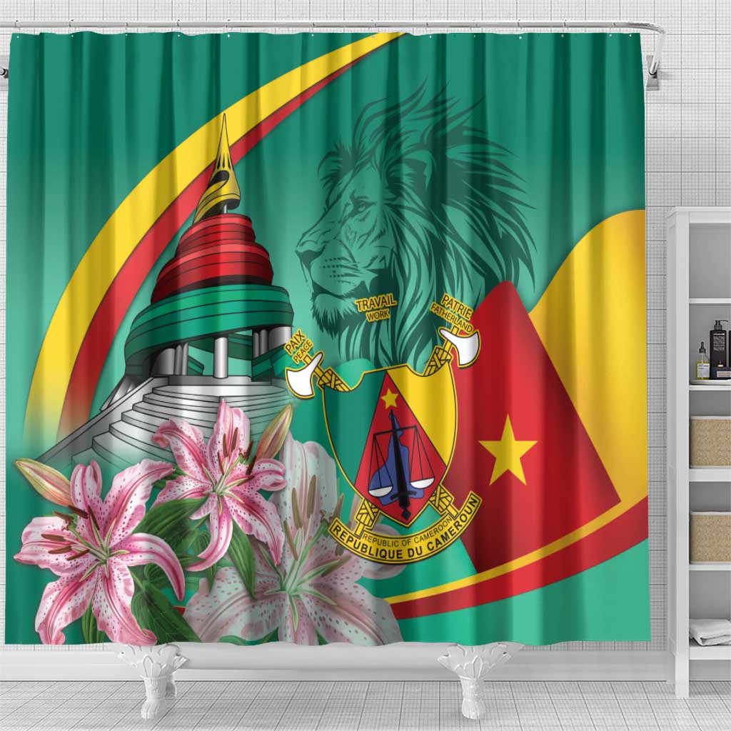 Cameroon National Day Shower Curtain Cameroun Reunification Monument Lily Flowers LT14