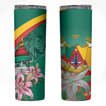 Monument de la Reunification Cameroun Skinny Tumbler Coat Of Arms With Lily Flowers LT14