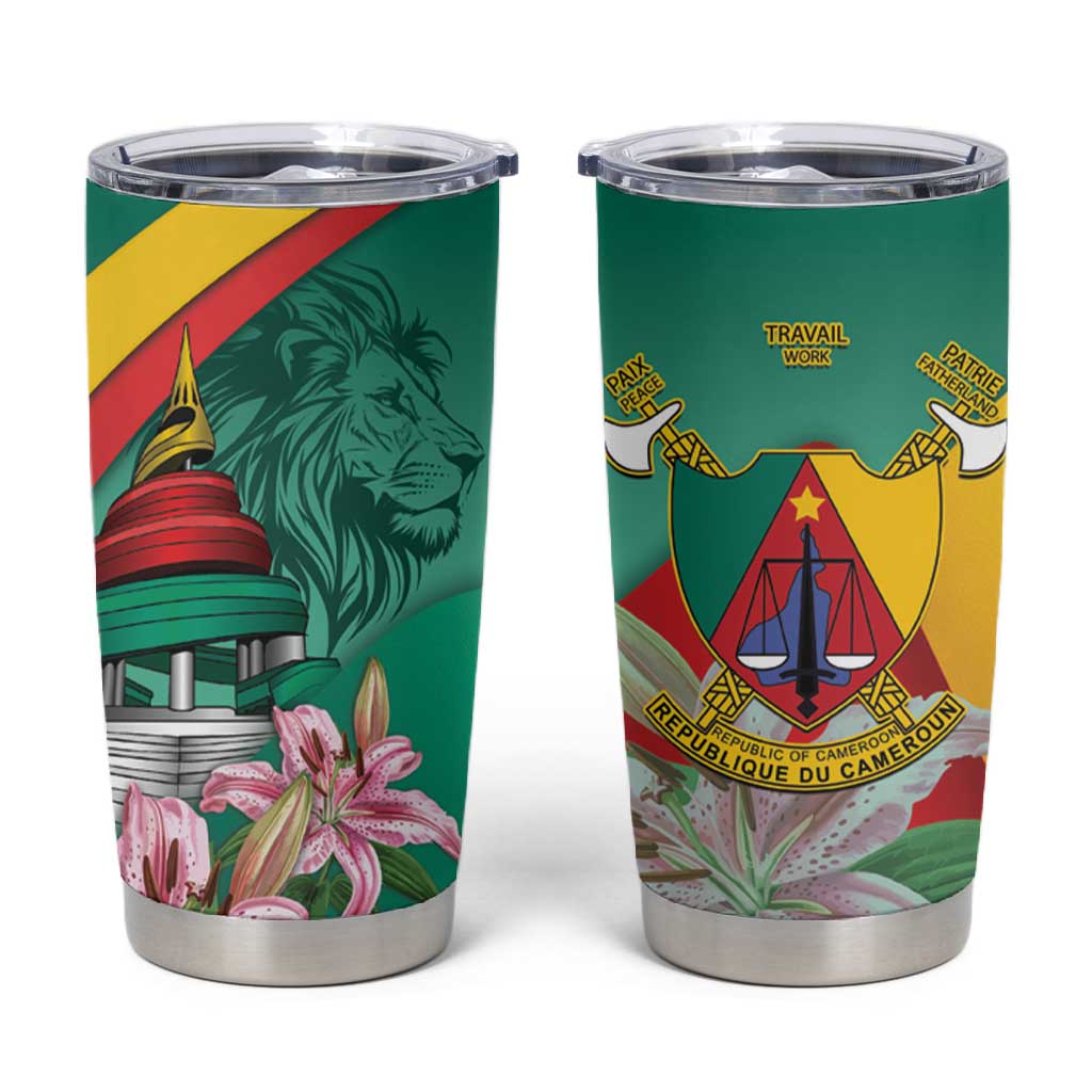 Monument de la Reunification Cameroun Tumbler Cup Coat Of Arms With Lily Flowers LT14
