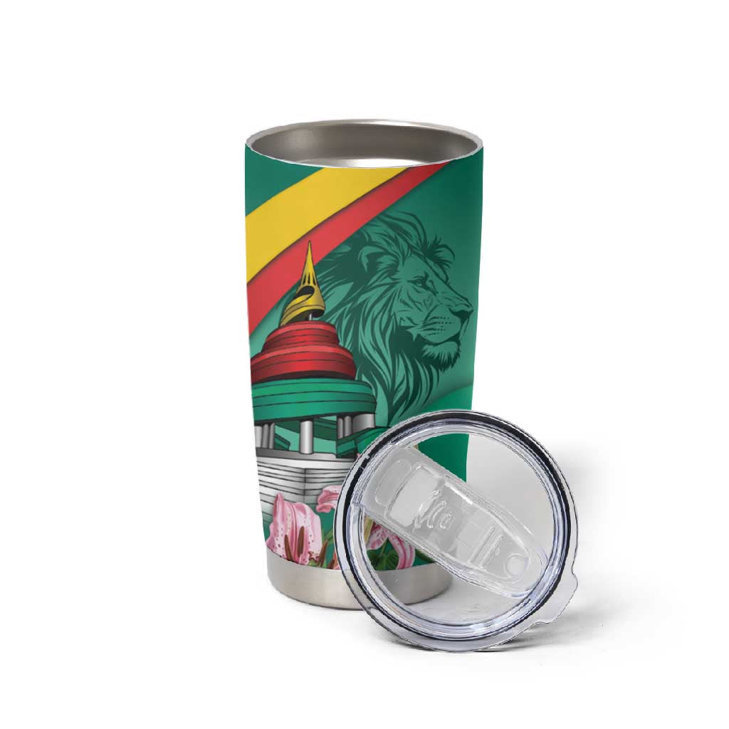 Monument de la Reunification Cameroun Tumbler Cup Coat Of Arms With Lily Flowers LT14