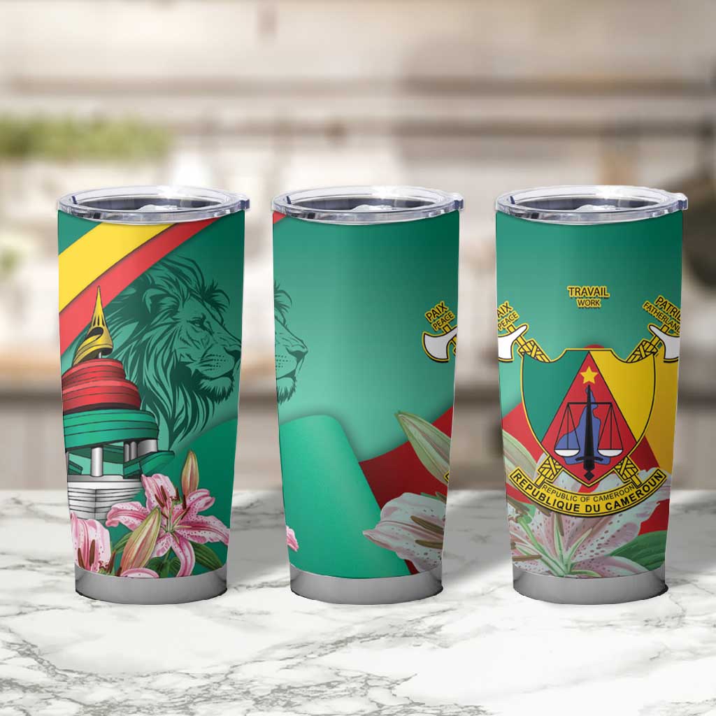 Monument de la Reunification Cameroun Tumbler Cup Coat Of Arms With Lily Flowers LT14
