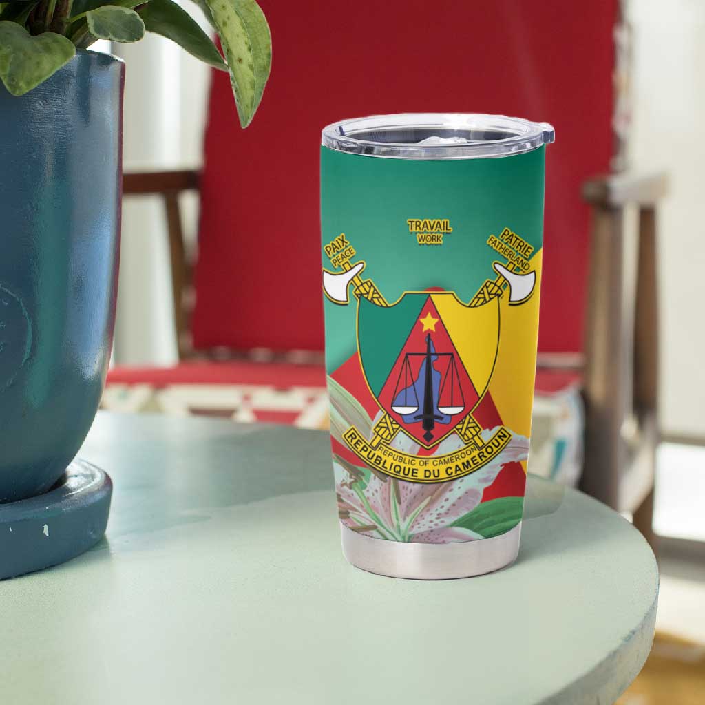 Monument de la Reunification Cameroun Tumbler Cup Coat Of Arms With Lily Flowers LT14