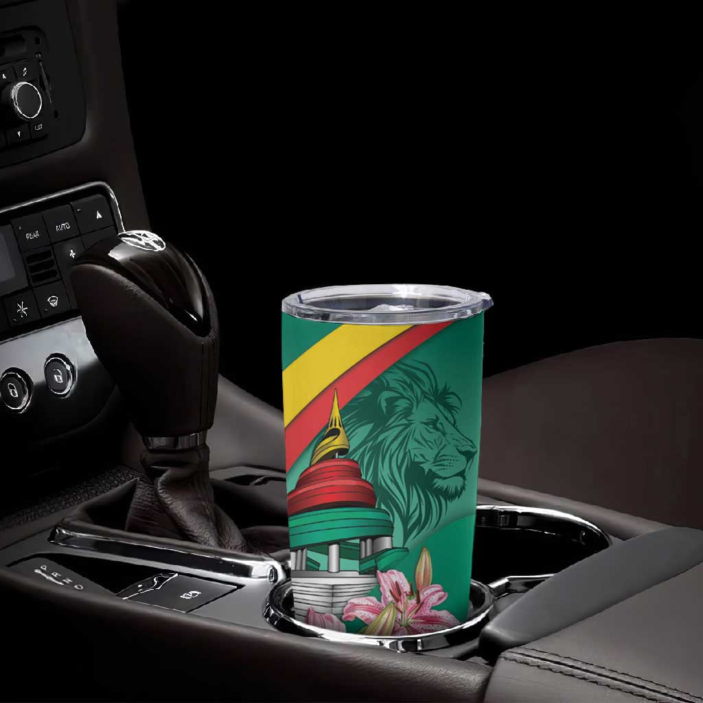 Monument de la Reunification Cameroun Tumbler Cup Coat Of Arms With Lily Flowers LT14