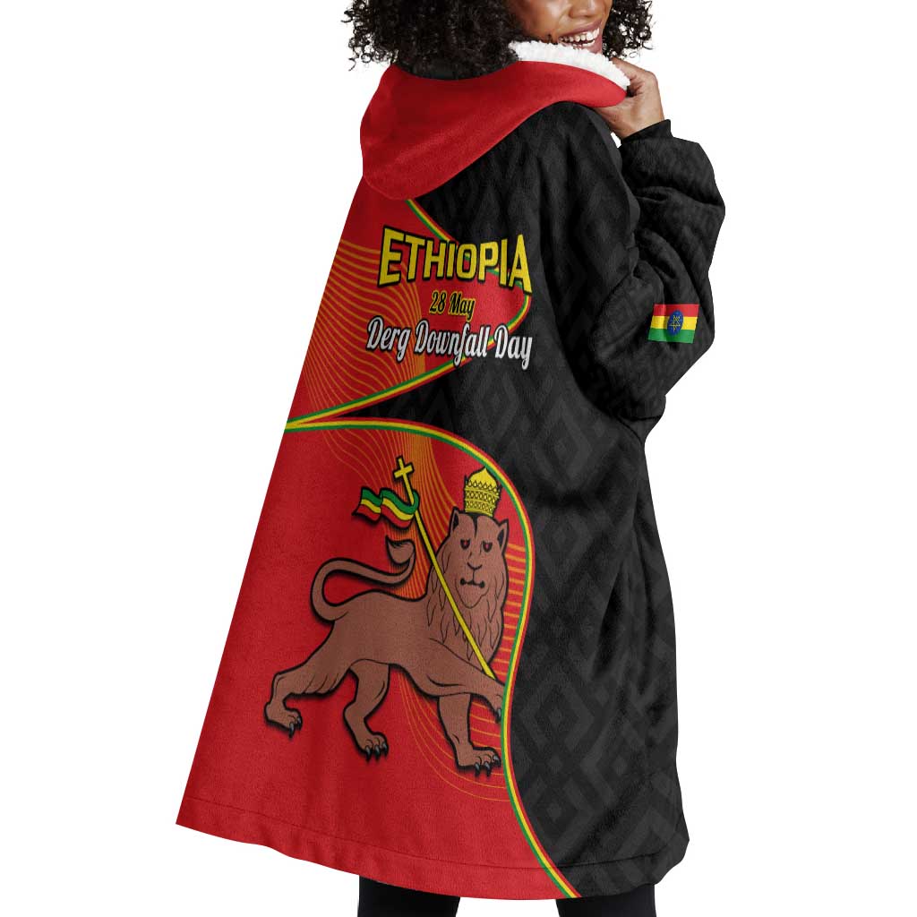Ethiopia Derg Downfall Day Wearable Blanket Hoodie Ethiopian Lion of Judah LT14