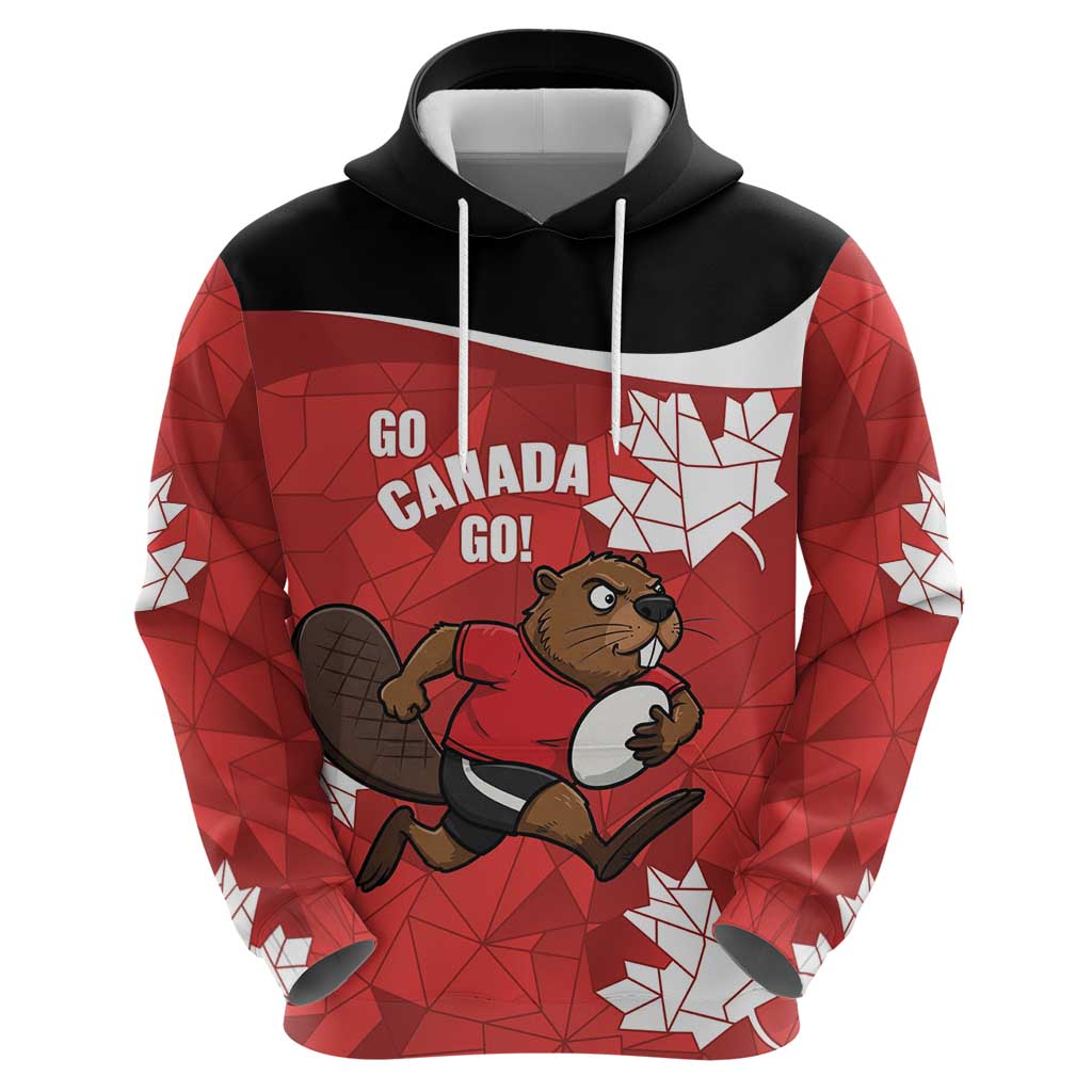 Canada Rugby Custom Hoodie Beaver Mascot Go Canadian LT14