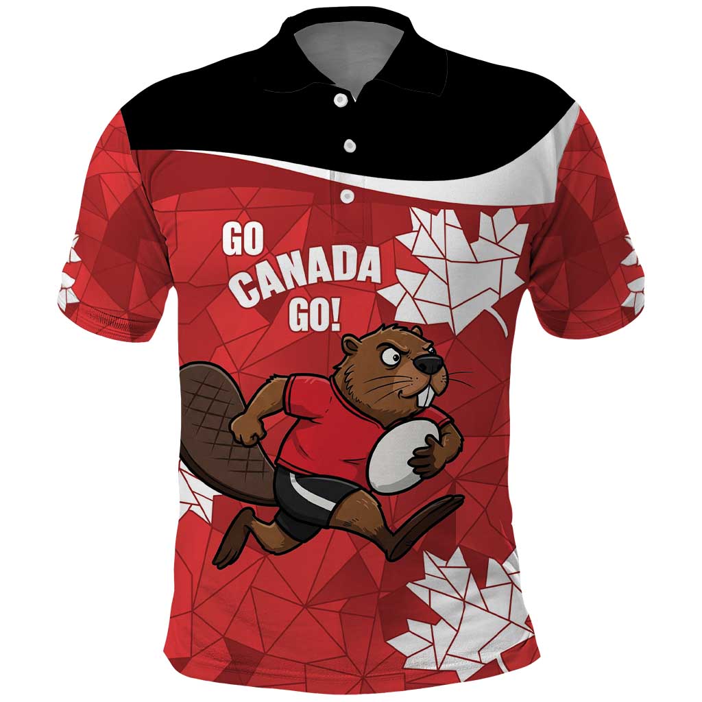 Canada Rugby Custom Polo Shirt Beaver Mascot Go Canadian LT14