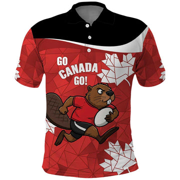 Canada Rugby Custom Polo Shirt Beaver Mascot Go Canadian LT14
