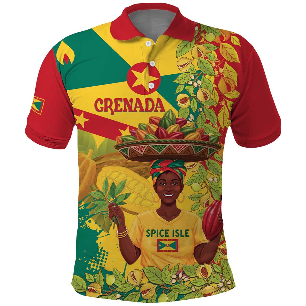 Personalized Grenada Spicemas 2025 Polo Shirt Spice Isle Nutmeg Cocoa Pod LT14