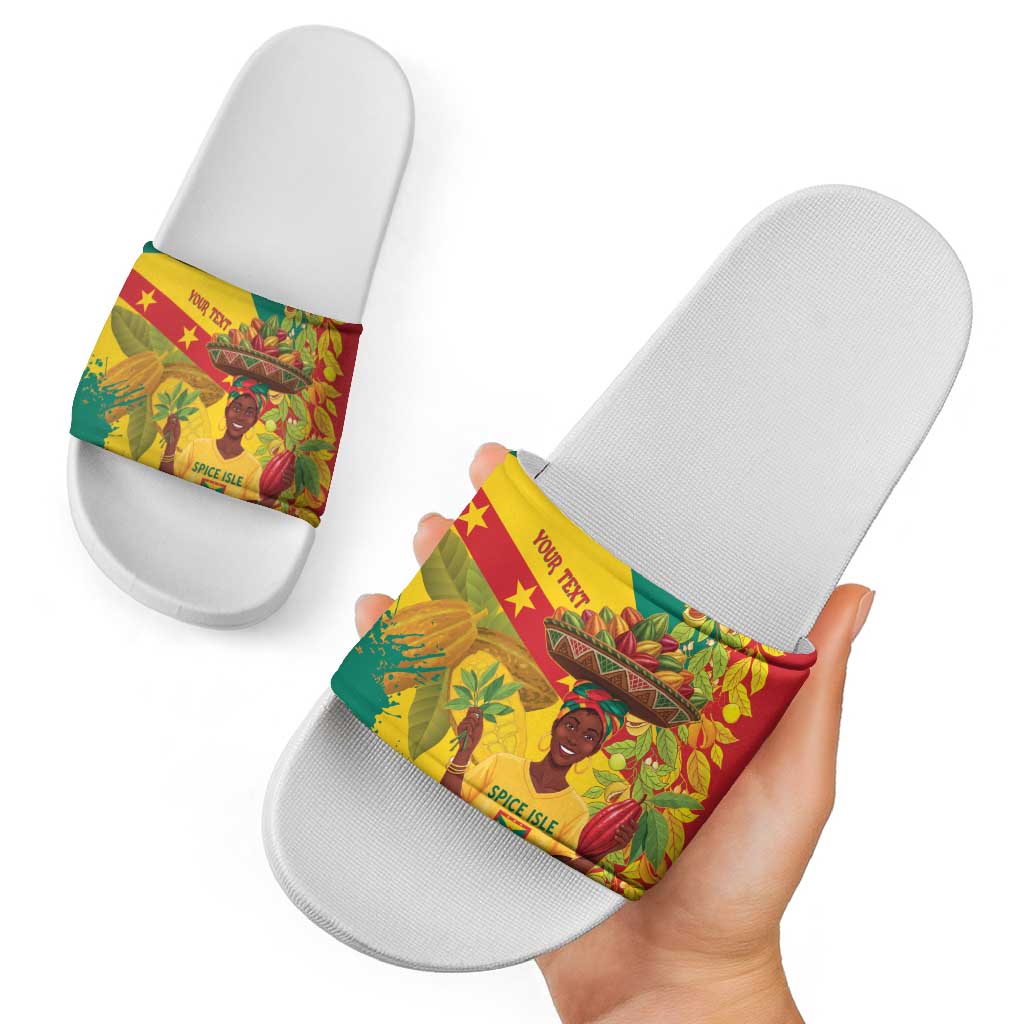 Personalized Grenada Spicemas 2025 Slide Sandals Spice Isle Nutmeg Cocoa Pod LT14