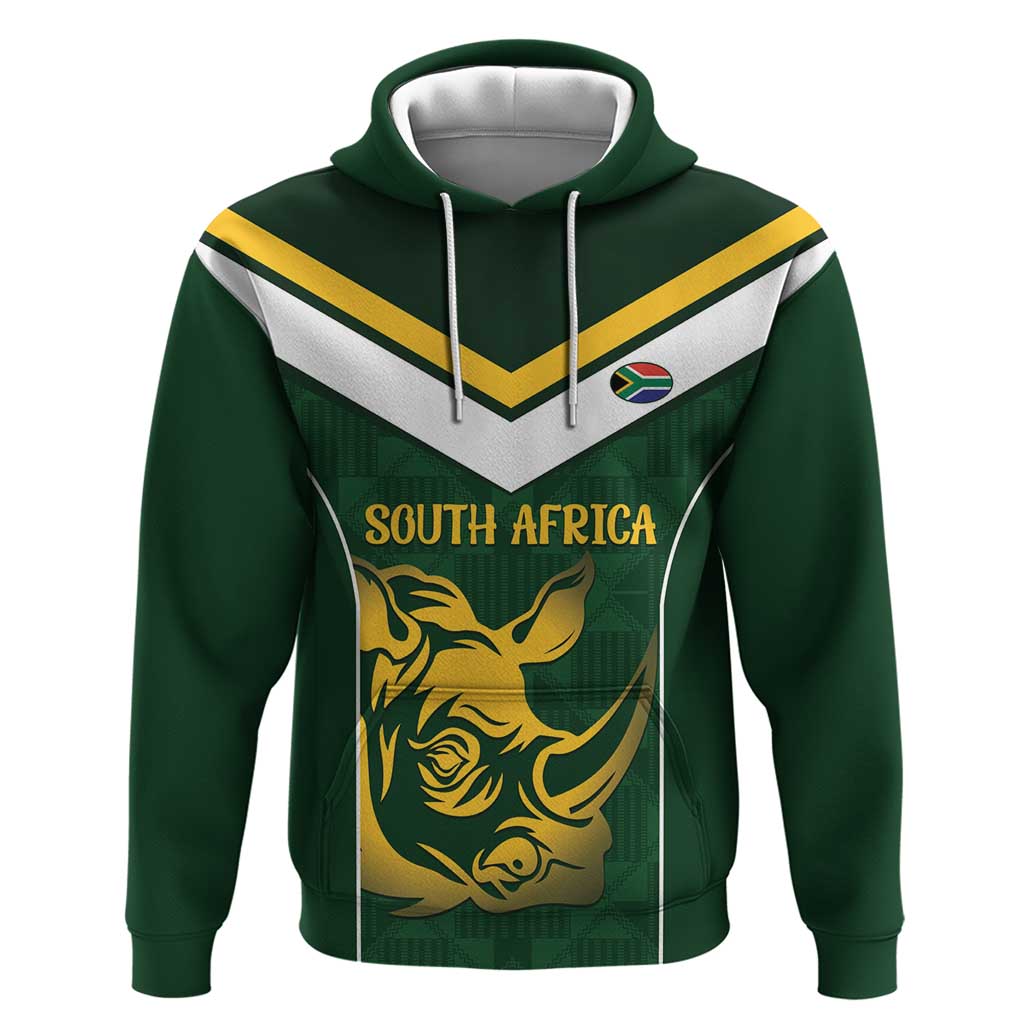 South Africa Rugby Custom Hoodie Springboks Kente Rhino Symbol LT14