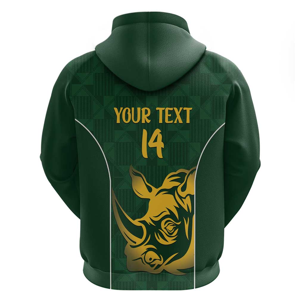 South Africa Rugby Custom Hoodie Springboks Kente Rhino Symbol LT14