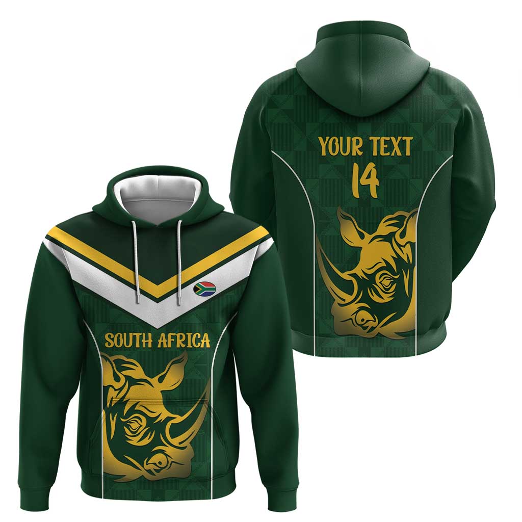 South Africa Rugby Custom Hoodie Springboks Kente Rhino Symbol LT14