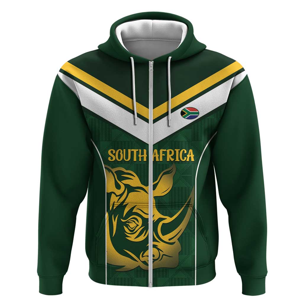 South Africa Rugby Custom Hoodie Springboks Kente Rhino Symbol LT14