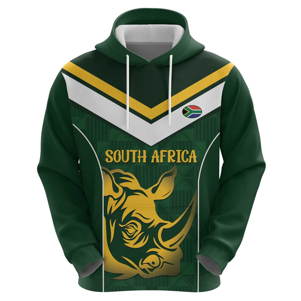 South Africa Rugby Custom Hoodie Springboks Kente Rhino Symbol LT14
