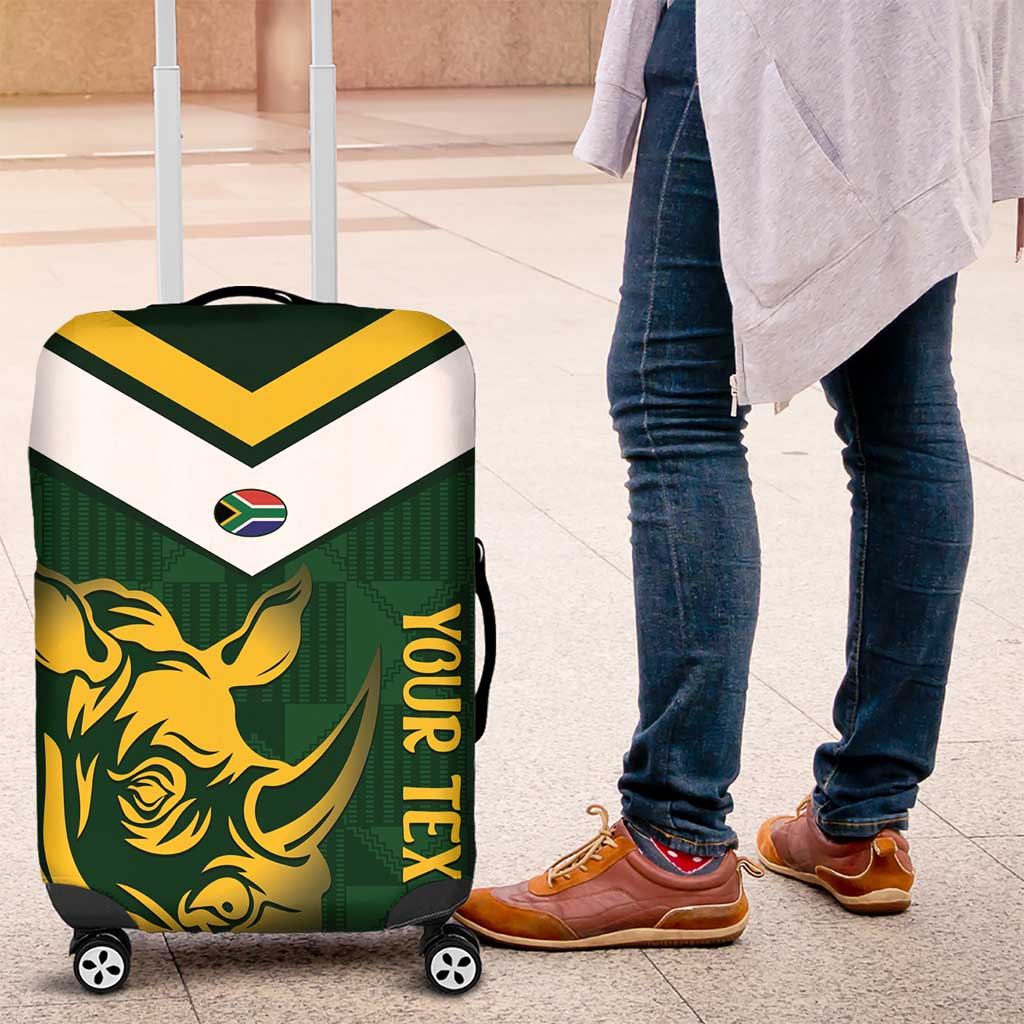 South Africa Rugby Custom Luggage Cover Springboks Kente Rhino Symbol LT14