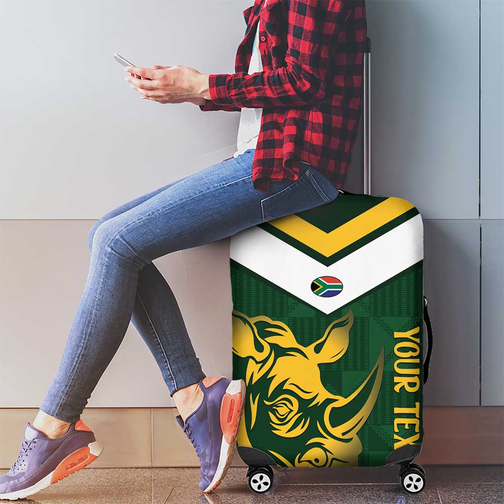 South Africa Rugby Custom Luggage Cover Springboks Kente Rhino Symbol LT14