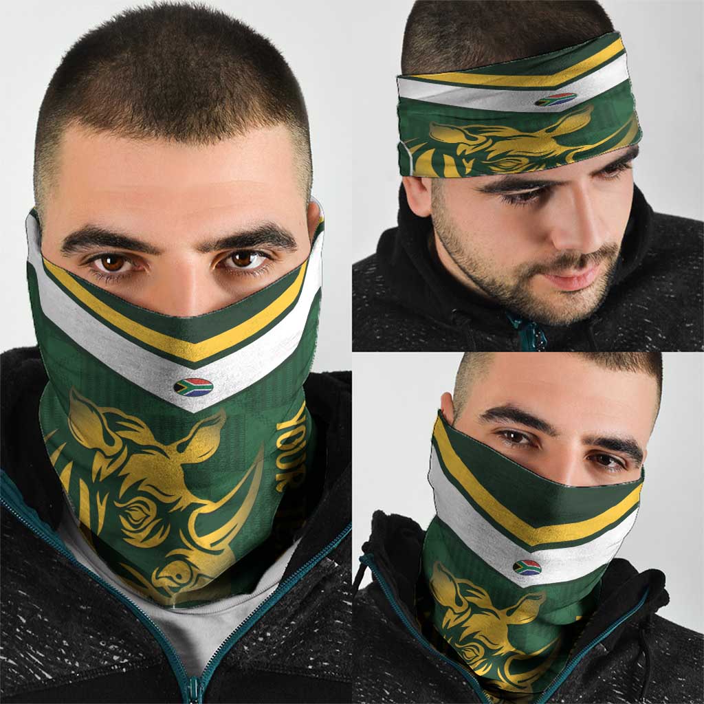 South Africa Rugby Custom Neck Gaiter Springboks Kente Rhino Symbol LT14