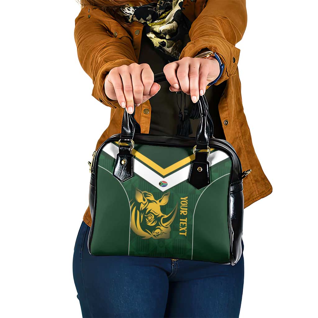 South Africa Rugby Custom Shoulder Handbag Springboks Kente Rhino Symbol LT14