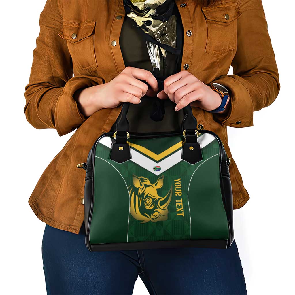South Africa Rugby Custom Shoulder Handbag Springboks Kente Rhino Symbol LT14