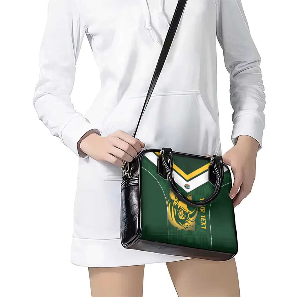 South Africa Rugby Custom Shoulder Handbag Springboks Kente Rhino Symbol LT14