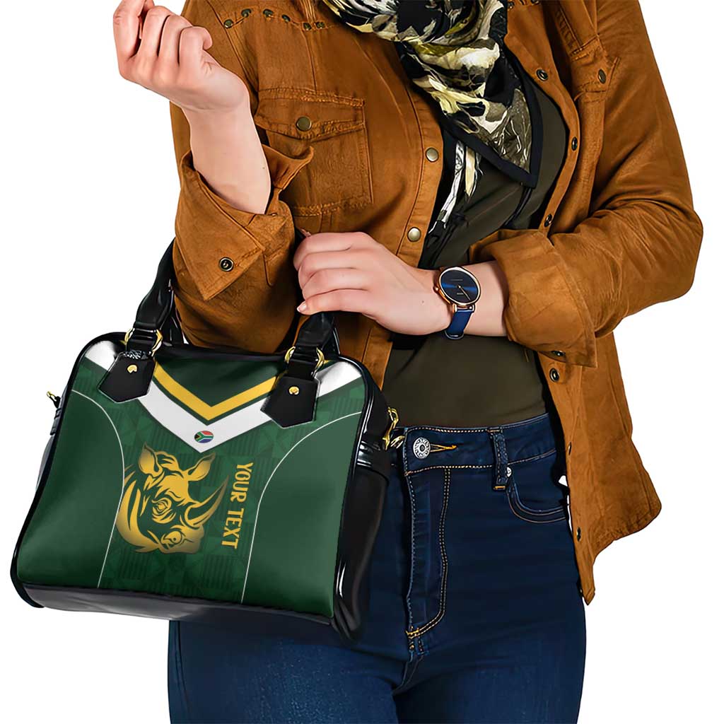 South Africa Rugby Custom Shoulder Handbag Springboks Kente Rhino Symbol LT14