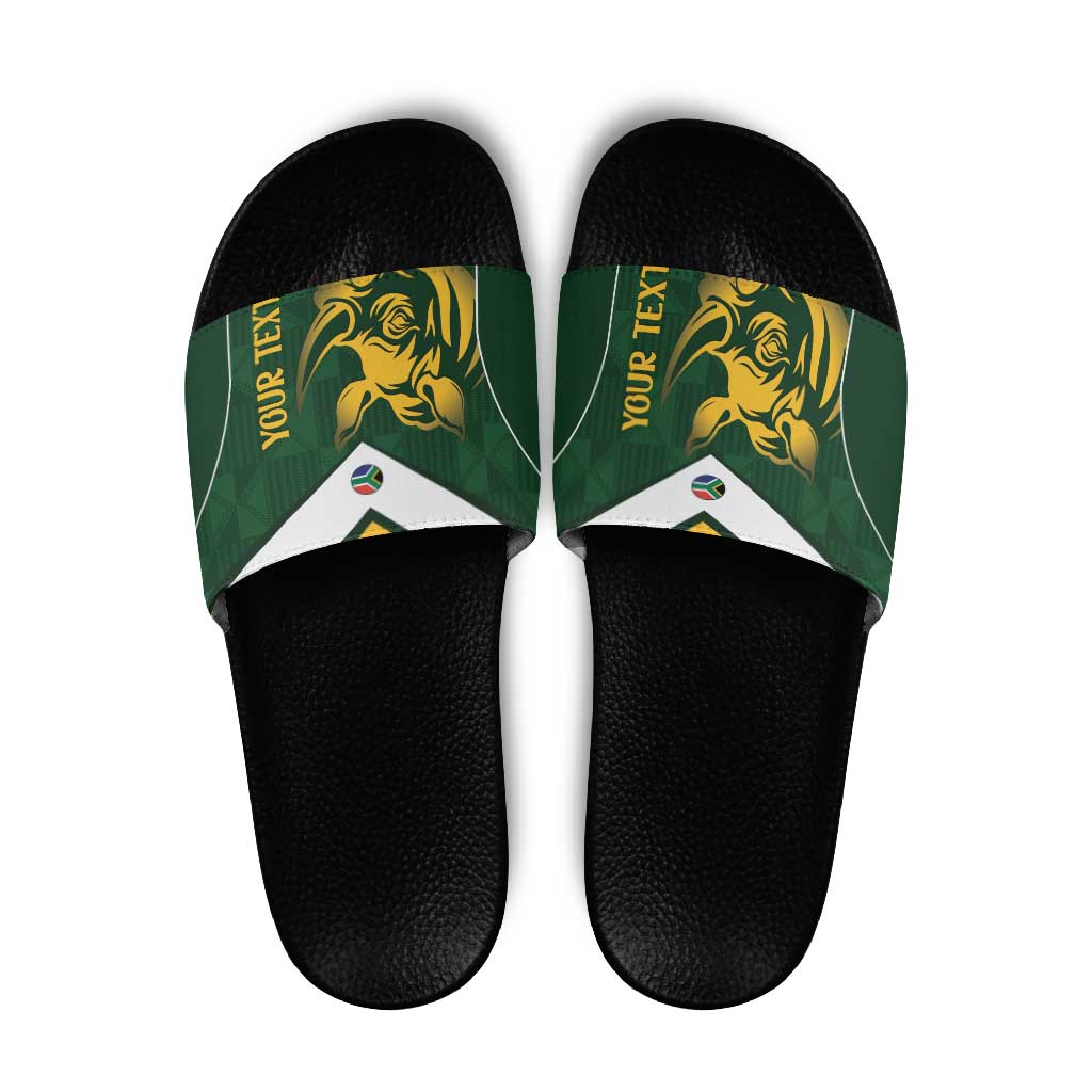 South Africa Rugby Custom Slide Sandals Springboks Kente Rhino Symbol LT14