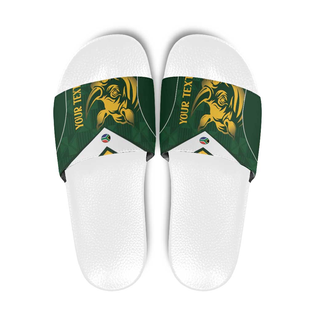 South Africa Rugby Custom Slide Sandals Springboks Kente Rhino Symbol LT14