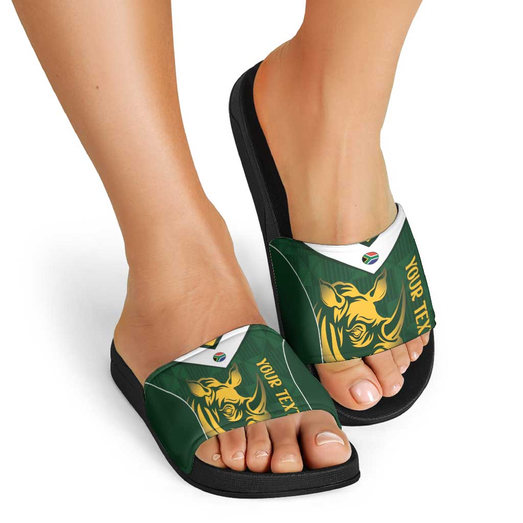 South Africa Rugby Custom Slide Sandals Springboks Kente Rhino Symbol LT14