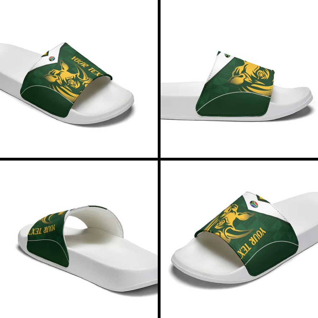 South Africa Rugby Custom Slide Sandals Springboks Kente Rhino Symbol LT14