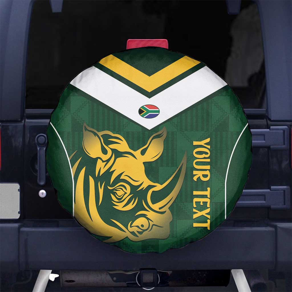 South Africa Rugby Custom Spare Tire Cover Springboks Kente Rhino Symbol LT14